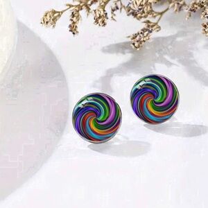 5/$25 Colorful Swirl Stud Earrings